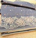 Brown Kota Saree with Embroidery Work,  Unstitched Blouse Piece, Perfect For Summer, Daily Wear Saree-1