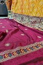 Yellow Badhni Work, Printed Saree with Thin Zari Border, Ready To Wear Saree with Unstitched Blouse-2