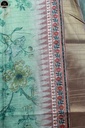 Green Bapta Silk Saree with Beautiful Sculpture Design in Pallu, Beautiful Printed Body with Unstitched Blouse Piece-3