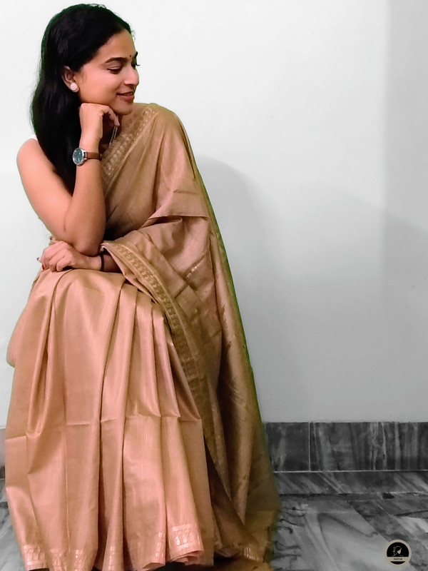 Bhagalpuri Daily Wear Saree, Plain Cream Colour Body with Designed Border, Comforable for Summer-0