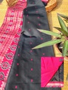Black Kotki Silk Saree, Red Border with Golden Thread Design, All Over Buta Work  for Women-2