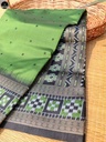 Green Kotki Silk Saree, Black Border with Golden Thread Design, All Over Buta Work  for Women-0