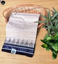 White Pure  Ikat Cotton , All Over Kotki Weave with Stricking  Black Border, Ready To Wear for Women-0
