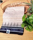 White Pure  Ikat Cotton , All Over Kotki Weave with Stricking  Black Border, Ready To Wear for Women-1