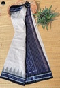 White Pure  Ikat Cotton , All Over Kotki Weave with Stricking  Black Border, Ready To Wear for Women-2