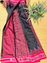 Black  Pure  Ikat Cotton , All Over Kotki Weave with Stricking  Red  Border, Ready To Wear for Women-2