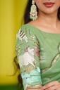 Lehenga Choli Heavy Embroidery Thread work Chinon & Micro Cotton " Pista" for Women-1