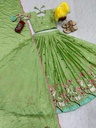 Lehenga Choli Heavy Embroidery Thread work Chinon & Micro Cotton " Pista" for Women-2