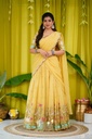 Lehenga Choli Heavy Embroidery Thread work Chinon & Micro Cotton " Yellow" for Women-0