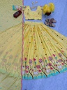 Lehenga Choli Heavy Embroidery Thread work Chinon & Micro Cotton " Yellow" for Women-1
