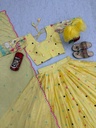 Lehenga Choli Heavy Embroidery Thread work Chinon & Micro Cotton " Yellow" for Women-2
