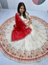 Lehenga Choli Heavy Embroidery Thread & Sequence Work Pure Banarasi Tissue & Micro Cotton "Cream" For Women-0
