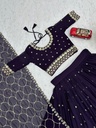Lehenga Choli Heavy Embroidery Thread & Sequence Work FOX Georgette & Micro Cotton "Dark BLUE" For Women-1