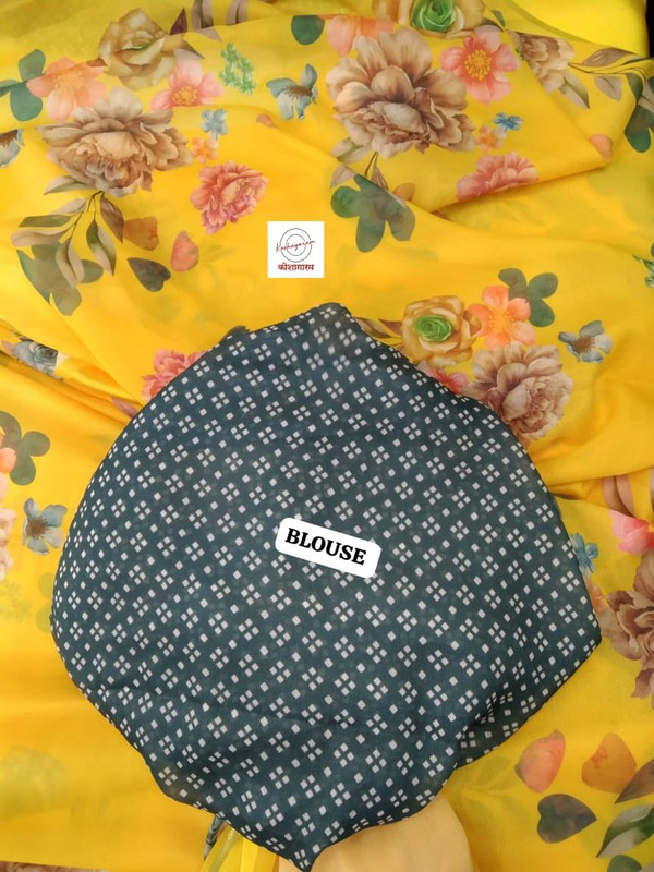 Yellow Chiffon Saree for Women-1