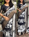 Kalamkari Dola Silk Black & White with Kalamkari Print for Women-0