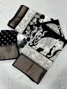 Kalamkari Dola Silk Black & White with Kalamkari Print for Women-3