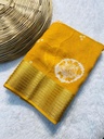 Marsh Mellow Queen (Jequard Border) Moss Chifon Yellow Special for Women-0