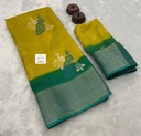 Peacock Marshmallow Yellow with Green border for Women-1
