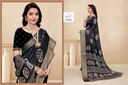 Marsh Mellow Queen (Jequard Border) Moss Chifon Black Special for Women-1