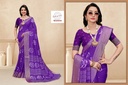 Marsh Mellow Queen (Jequard Border) Moss Chifon Purple Special for Women-0