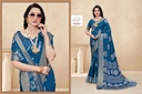 Marsh Mellow Queen (Jequard Border) Moss Chifon Navy Blue Special for Women-1