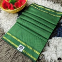 Cotton Blend Green Gadwal Saree with All-Over Checked Design - Perfect for All Seasons-0