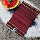 Cotton Blend Maroon Gadwal Saree with All-Over Checked Design - Perfect for All Seasons-0