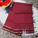 Cotton Blend Maroon Gadwal Saree with All-Over Checked Design - Perfect for All Seasons-1