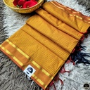Cotton Blend Yellow Gadwal Saree with All-Over Checked Design - Perfect for All Seasons-0
