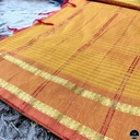 Cotton Blend Yellow Gadwal Saree with All-Over Checked Design - Perfect for All Seasons-3