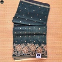 Green Kota Saree with Embroidery Work,  Unstitched Blouse Piece, Perfect For Summer, Daily Wear Saree