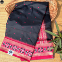 Black Kotki Silk Saree, Red Border with Golden Thread Design, All Over Buta Work  for Women