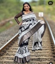 Kalamkari Dola Silk Black & White with Kalamkari Print for Women