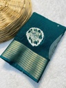 Marsh Mellow Queen (Jequard Border) Moss Chifon Green Special for Women